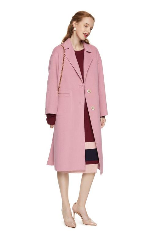 LNNNS 粉色侧开衩羊毛大衣 8054 商品图1