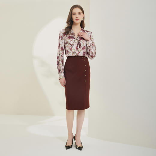 NG253斯尔丽瑟俪2023秋季新款印花法式飘带领百搭衬衣 商品图3
