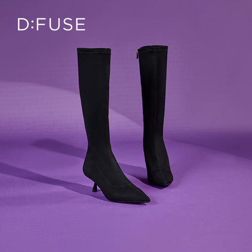 Dfuse迪芙斯秋冬新款尖头细跟高跟弹力长靴瘦瘦靴DF34117079 商品图4