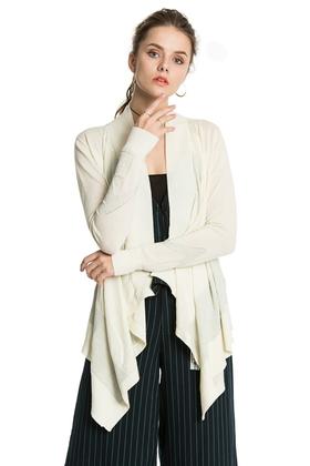 AVA 白色褶皱针织开衫 3842