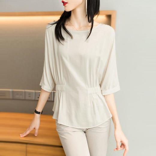 2023夏季新款雪纺衫七分袖衬衫女宽松大码衬衣T恤女1198 商品图2