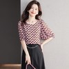 2023夏季新款雪纺衫短袖衬衫女大码T恤圆领小衫洋气5022 商品缩略图0