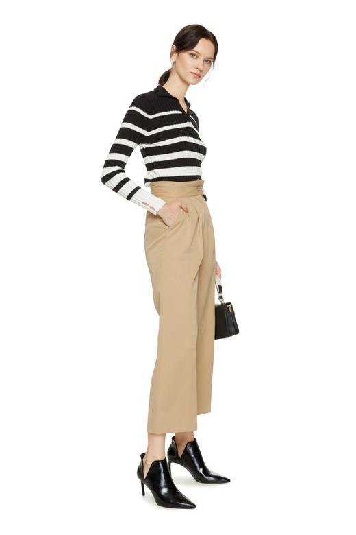 SUMMER & SAGE 黑白条纹小V领毛衫 7812 商品图1