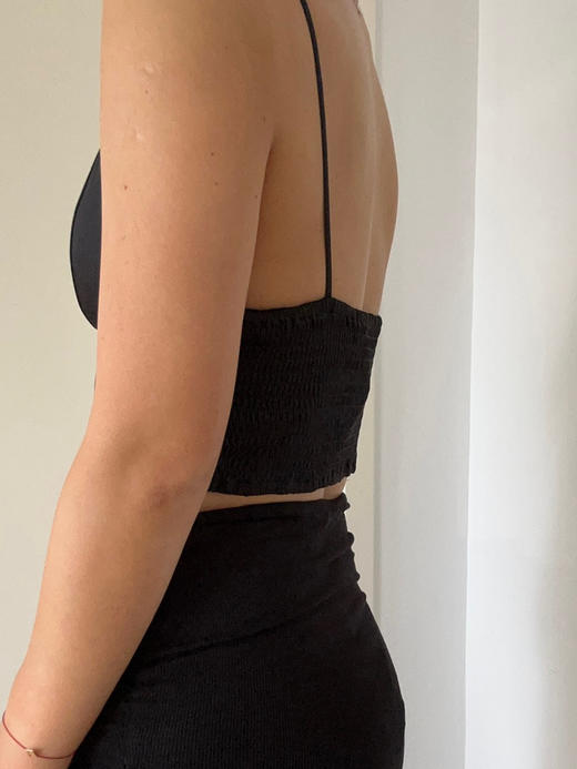 My Dearest｜1104TOWT   HEARTLINE ACETATE SHIRRED BRA TOP [ 吊带短上衣 黑 / 白 ] 商品图4