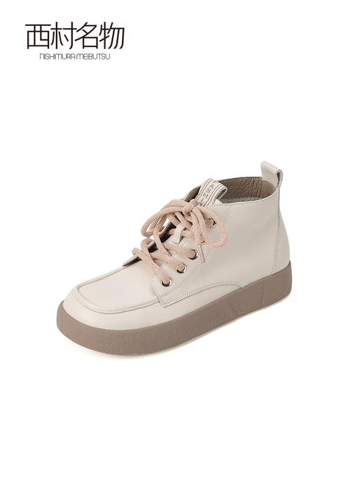 西村名物2023年秋冬季新款英伦风系带平底厚底切尔西靴短靴复古T23DS44071 商品图1