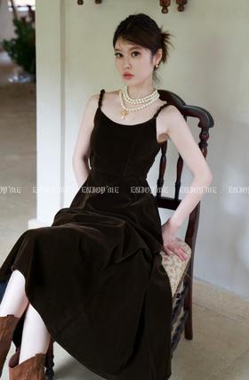 【门店同款】秋季浪漫主义-麻花肩带丝绒吊带裙 154157588