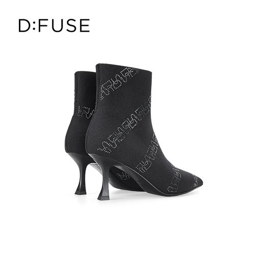 Dfuse迪芙斯秋冬款尖头烫钻细高跟个性袜靴短靴DF34116078 商品图6