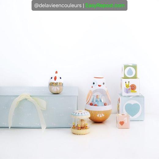 法国djeco小鸟波利木制儿童不倒翁婴儿宝宝逗乐安抚6-12个月玩具 商品图6