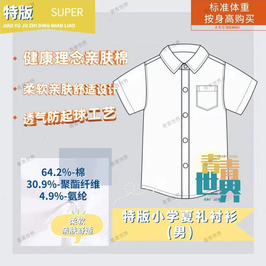 深圳校服小学生夏季礼服(男款)(女款)套装 青青世界特版 商品图4