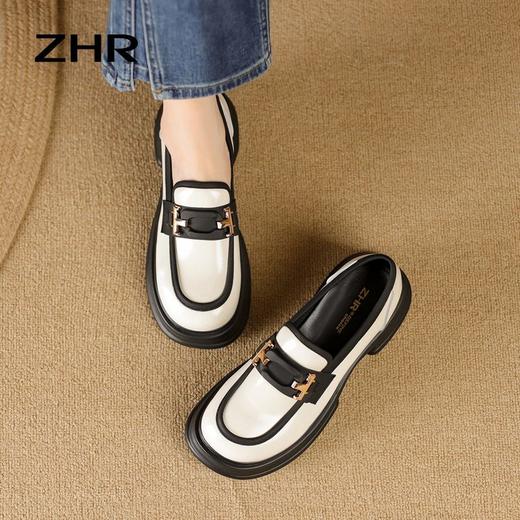 ZHR方形饰扣厚底鞋2023秋季新款ins百搭韩版学院风小皮鞋高颜值 商品图7