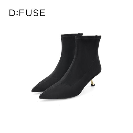 Dfuse迪芙斯秋款尖头细跟高跟弹力短靴瘦瘦靴DF34116077 商品图5
