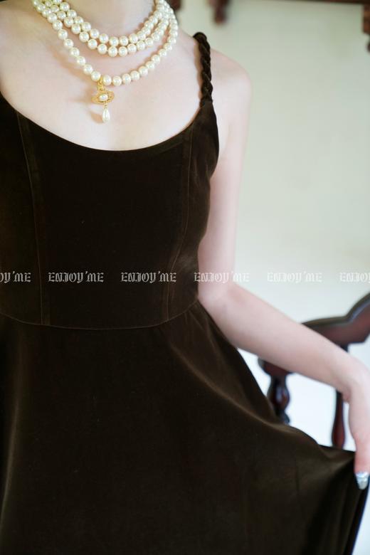 【门店同款】秋季浪漫主义-麻花肩带丝绒吊带裙 154157588 商品图1