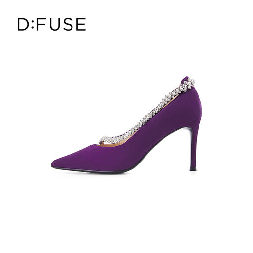 Dfuse迪芙斯秋季新款绒面羊皮尖头钻链高跟鞋女DF33111071 商品图1