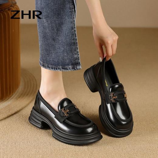 ZHR方形饰扣厚底鞋2023秋季新款ins百搭韩版学院风小皮鞋高颜值 商品图2