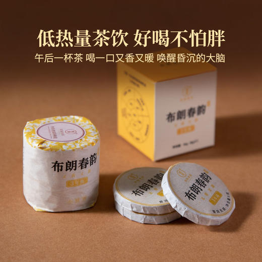 2023年布朗春韵云南勐海乔木古树春茶小圆饼8克/片便携随身茶饮56克/盒 商品图4
