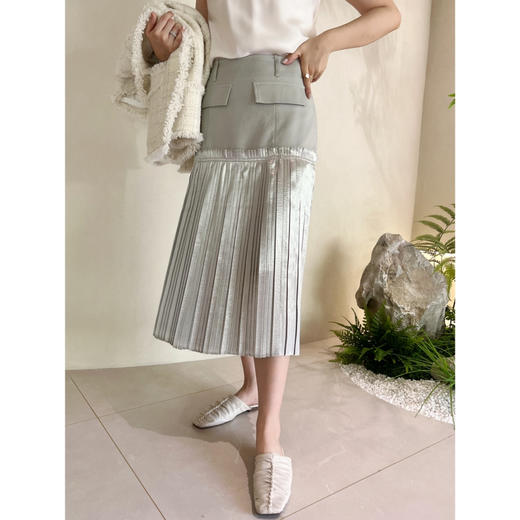 25特价 2308405   镜面百褶拼接半裙 商品图6