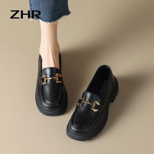 ZHR英伦风小皮鞋女夏季厚底乐福鞋2023新款黑色小皮鞋子女鞋 商品图4