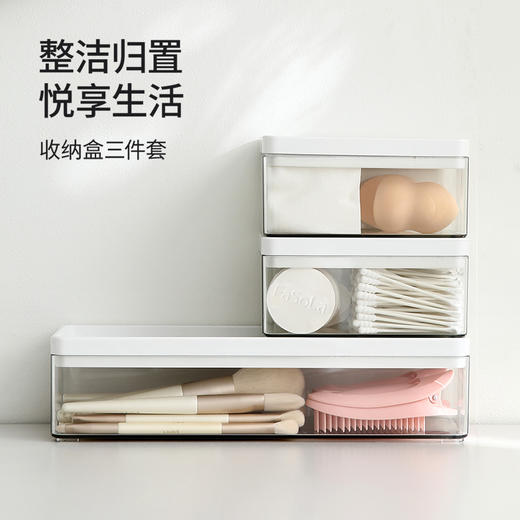 FaSoLa桌面收纳盒化妆品透明盒带盖整理储物盒办公书桌杂物置物架 商品图0
