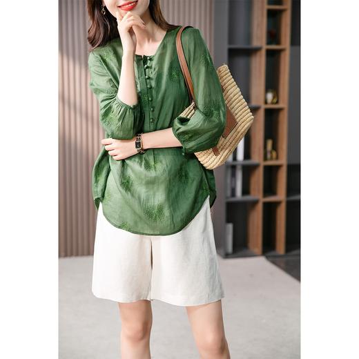 【现货7天】重工刺绣苎麻衬衫女2023夏季新款韩版设计感宽松休闲衬衣上衣 商品图1