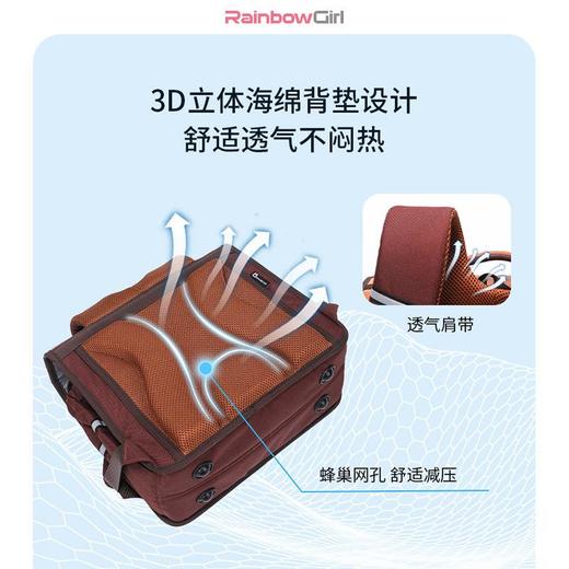 彩虹女孩小学生书包新款一三至六年级女孩横版轻便护脊双肩包PU皮儿童背包 商品图2