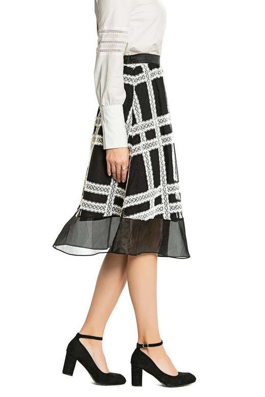 SUMMER & SAGE 黑白格纹高腰半身裙 3356 商品图2