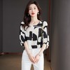 2023夏季新款雪纺衫七分袖衬衫女大码T恤圆领小衫5009 商品缩略图1