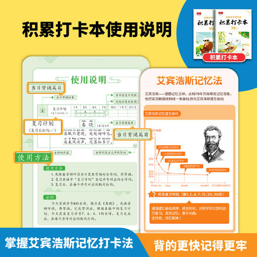 有使用说明的艾宾浩斯记忆法【小学生背古诗75+80首】边写边记思维导图一诗一码背的更快记得更牢边读边写背古诗 商品图1