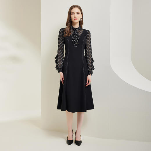 NG821斯尔丽瑟俪2023秋上新假两件式浪漫荷叶领连衣裙 商品图3