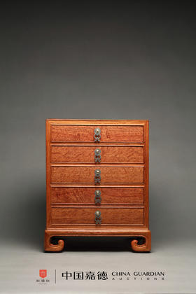 红桥红  家具严选  缅甸花梨(大果紫檀）  【缅花五斗茶饼柜】普洱茶柜 收纳柜