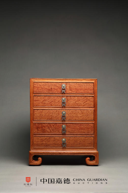 红桥红  家具严选  缅甸花梨(大果紫檀）  【缅花五斗茶饼柜】普洱茶柜 收纳柜 商品图0