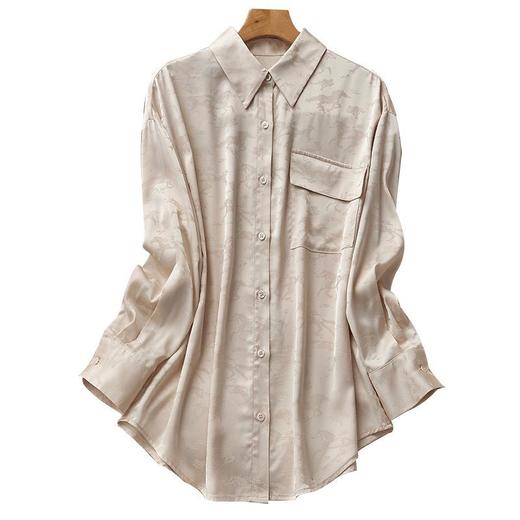 2023秋装新款衬衫女长袖宽松雪纺衫口袋女士衬衣A2556 商品图4