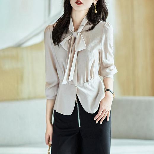 2023秋装新款衬衫女长袖蝴蝶结通勤时尚女士衬衣A2726 商品图1