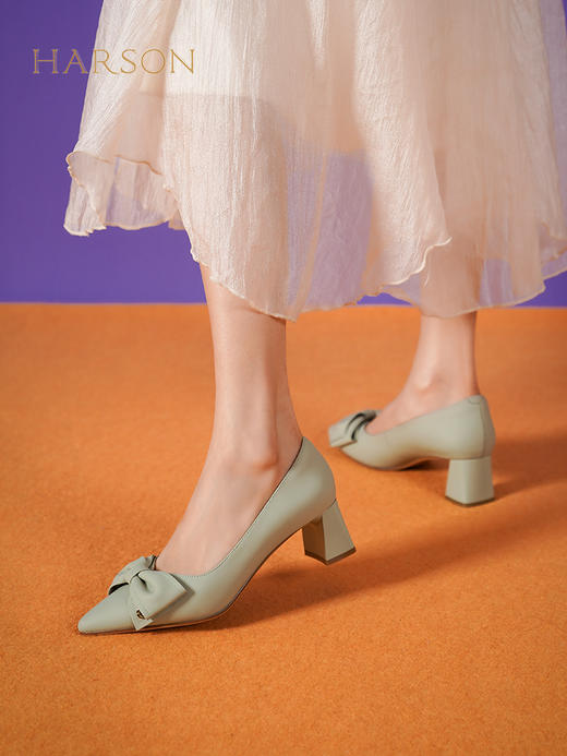 【Harson哈森】B3F I高跟小皮鞋通勤时尚蝴蝶结单鞋HS237161 商品图1