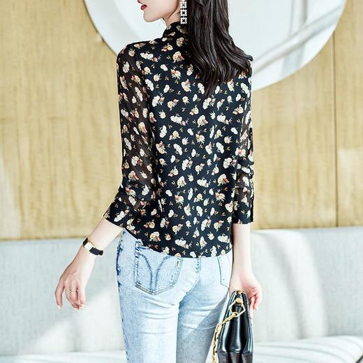 2023秋装新款衬衫女长袖宽松雪纺衫印花女士衬衣A2711 商品图1