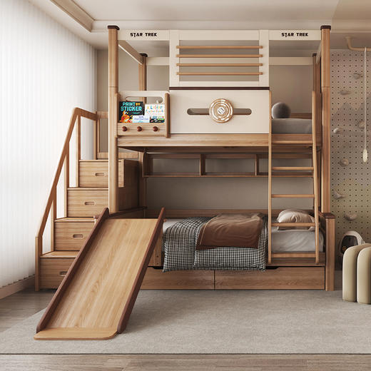 喜梦宝全实木上下铺双层床儿童床高低床子母床 商品图0