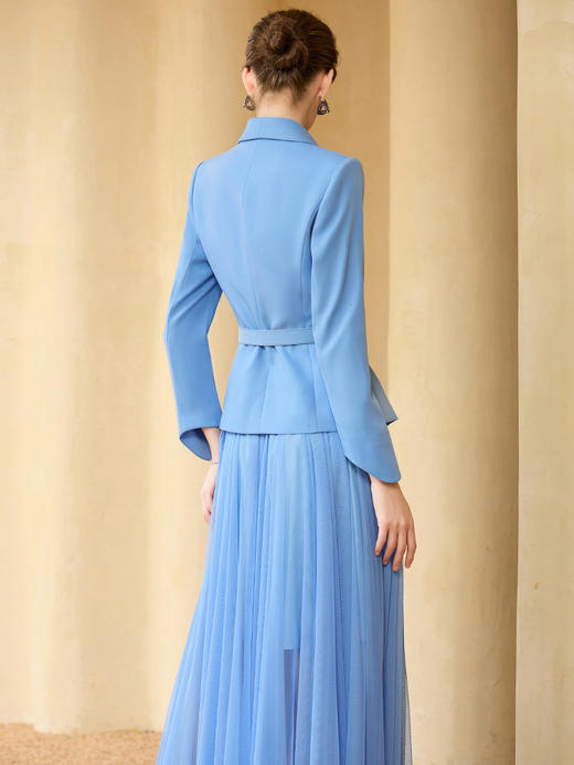 秋季洋气蓝色西服纱裙套装女艺考主持人正装礼仪礼服职业装西装 商品图4