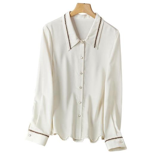 2023秋装新款衬衫女长袖宽松雪纺衫简约女士衬衣A2510 商品图4