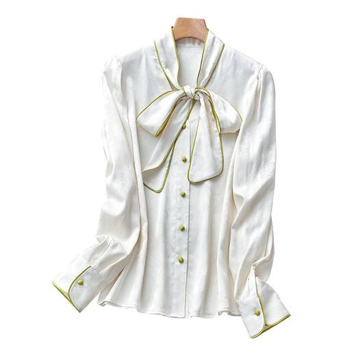 2023秋装新款衬衫女长袖宽松雪纺衫系带女士衬衣A2369 商品图4