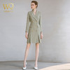 秋季高端军绿色连衣裙女长袖主持人职业装通勤气质西装裙工作服 商品缩略图3