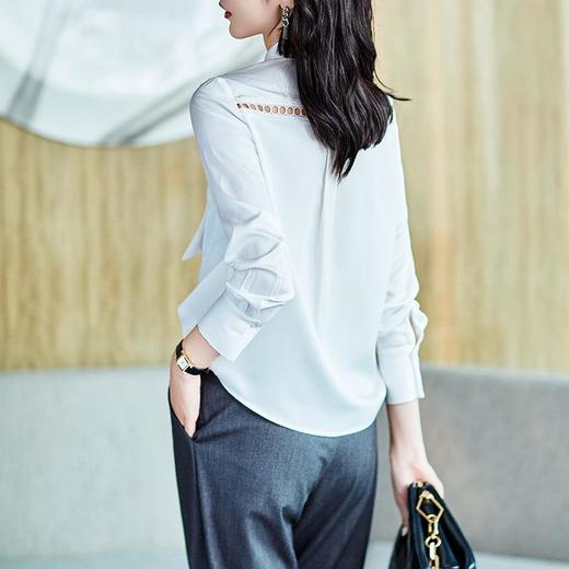 2023秋装新款衬衫女长袖宽松雪纺衫白色女士衬衣A2516 商品图2
