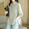 2023秋装新款全棉衬衫女长袖大码绿色中长款女士衬衣1870 商品缩略图0