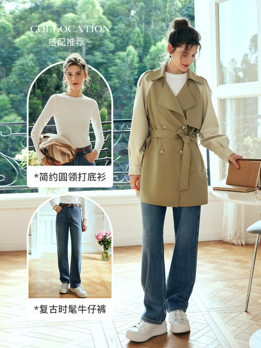 OLrain欧芮儿法式卡其色风衣外套女秋季2023年新款宽松小个子上衣 商品图3