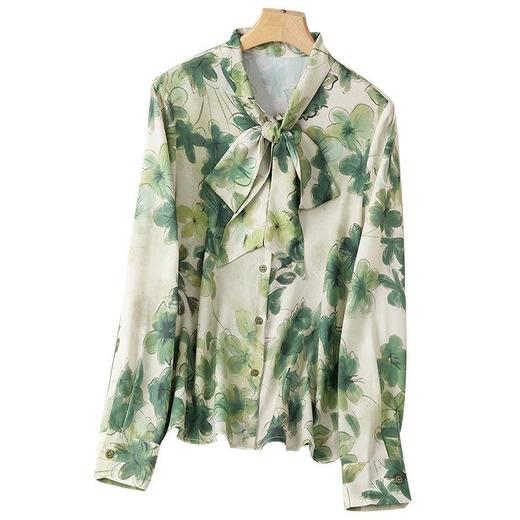 2023秋装新款衬衫女长袖宽松雪纺衫印花女士衬衣A2720 商品图4