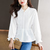 仙气减龄，法式风琴褶白色衬衫女长袖上衣HR-KFG33014 商品缩略图0