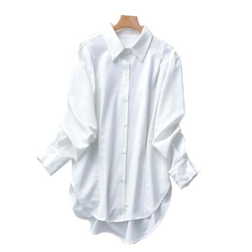 2023秋装新款纯棉白衬衫女长袖宽松简约女士衬衣A2693 商品图4