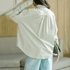 2023秋装新款全棉衬衫女长袖大码绿色中长款女士衬衣1870 商品缩略图1