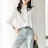 2023秋装新款立领荷叶边衬衫女长袖纯棉女士衬衣大码 商品缩略图2