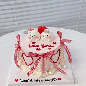 蝴蝶结丝带立体小动物女生蛋糕（小动物可换）-低糖处理无添加