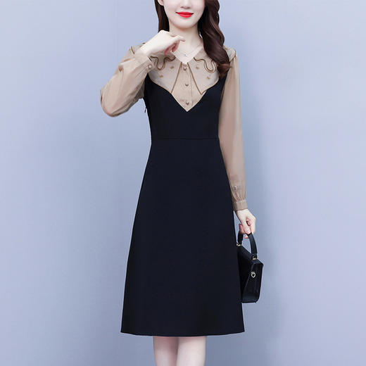 2023年秋季女装新款法式收腰显瘦气质小黑裙假两件连衣裙HTN-B00-0265 商品图1