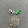 高冰种阳绿翡翠小花锁骨链18k白金镶嵌 商品缩略图4